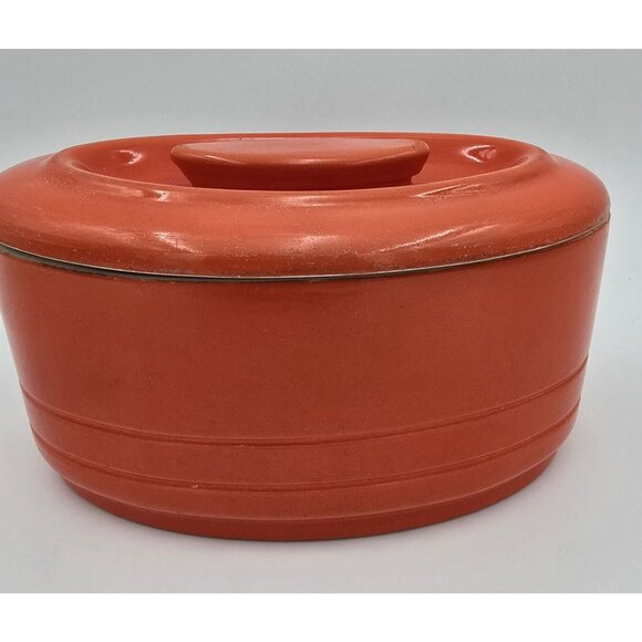 Vintage Ceramic Oval Serving Dish MCM Style 1950s Covered Bowl Good Condition - Picture 5 of 13